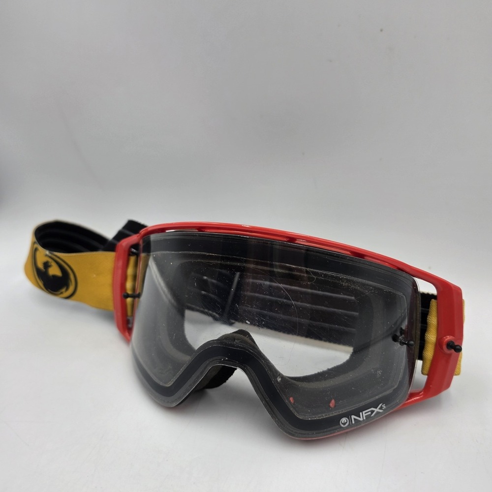 Dragon NFX MX Goggles Red Frame Yellow Dragon Strap Ski Snowboard Dirtbike ATV